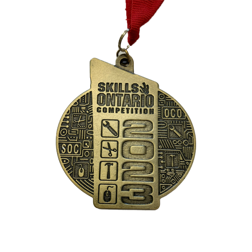 English side of gold medal for 2023 Skills Ontario Competition.