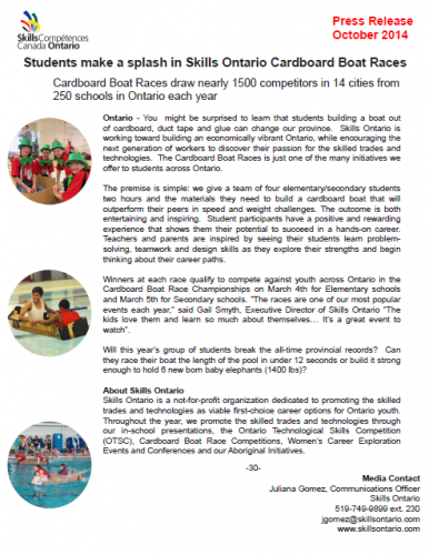 Cardboard Boat Race Press Release Still