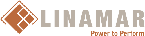 Orange and grey logo for Linamar.