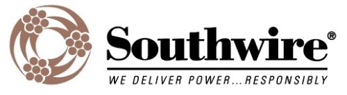 Logo for Southwire with tagline 'We deliver power...responsibly.'
